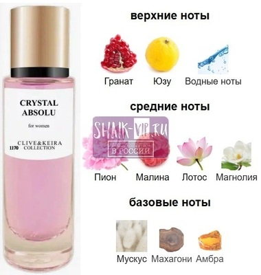 Парфюмерия Clive&Keira Clive&Keira / Туалетная вода № 1170 Bright Crystal Absolu Versace 30 ml Парфюмерия Clive&Keira Clive&Keira / Туалетная вода № 1170 Bright Crystal Absolu Versace 30 ml (фото)